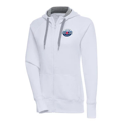 Women's Antigua White Salem Red Sox Victory Full-Zip Hoodie