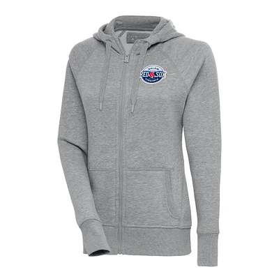 Women's Antigua Heather Gray Salem Red Sox Victory Full-Zip Hoodie