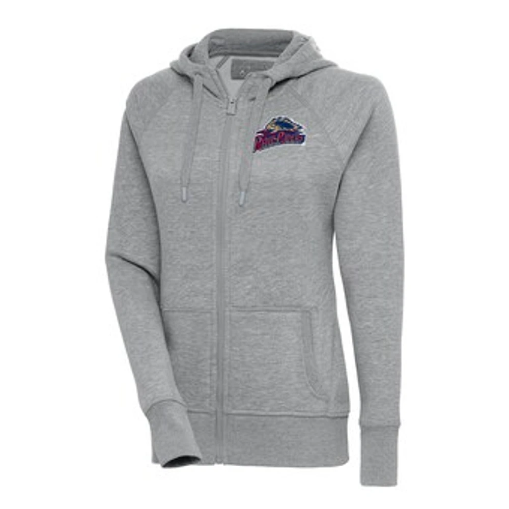Women's Antigua Heather Gray Scranton Wilkes-Barre RailRiders Victory Full-Zip Hoodie