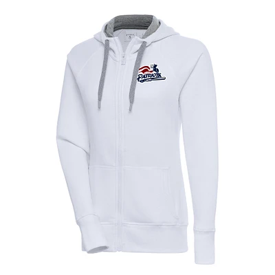 Women's Antigua White Somerset Patriots Victory Full-Zip Hoodie