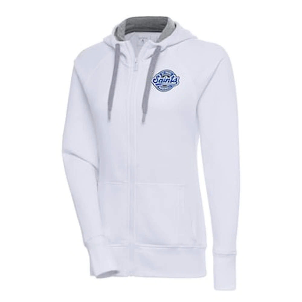 Women's Antigua White St. Paul Saints Victory Full-Zip Hoodie