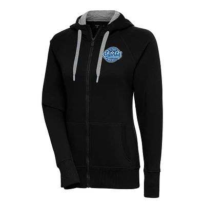 Women's Antigua Black St. Paul Saints Victory Full-Zip Hoodie