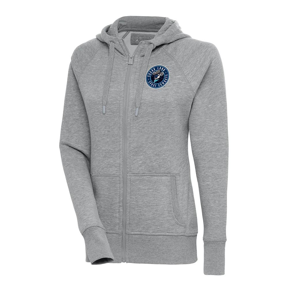 Women's Antigua Heather Gray Sugar Land Space Cowboys Victory Full-Zip Hoodie