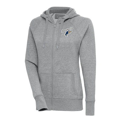 Women's Antigua Heather Gray Tri-City Dust Devils Victory Full-Zip Hoodie