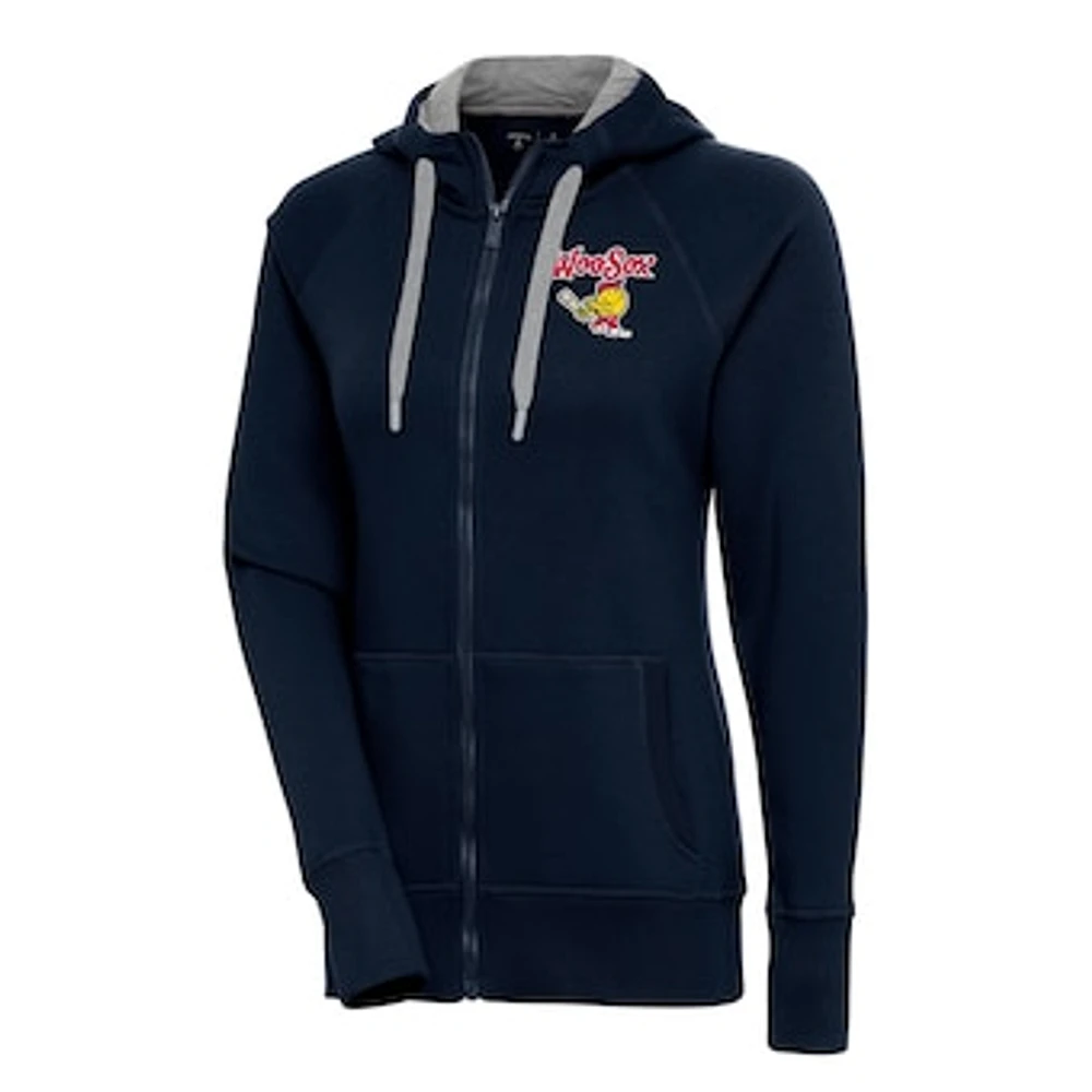 Women's Antigua Navy Worcester Red Sox Victory Full-Zip Hoodie