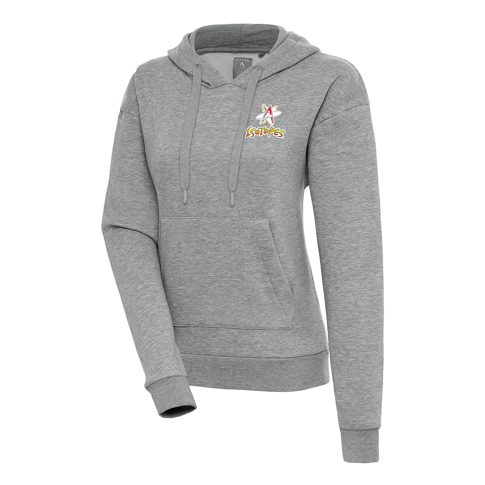 Women's Antigua Heather Gray Albuquerque Isotopes Victory Pullover Hoodie