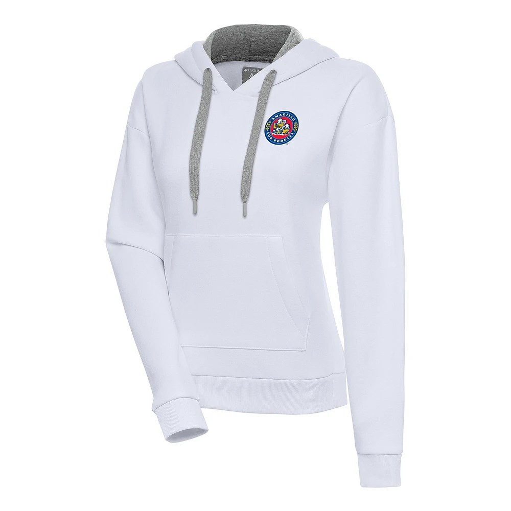 Women's Antigua White Amarillo Sod Poodles Victory Pullover Hoodie