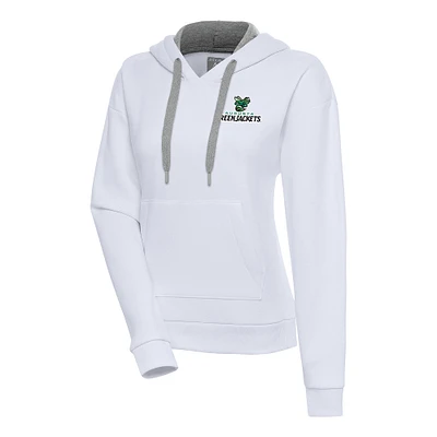 Women's Antigua White Augusta GreenJackets Victory Pullover Hoodie