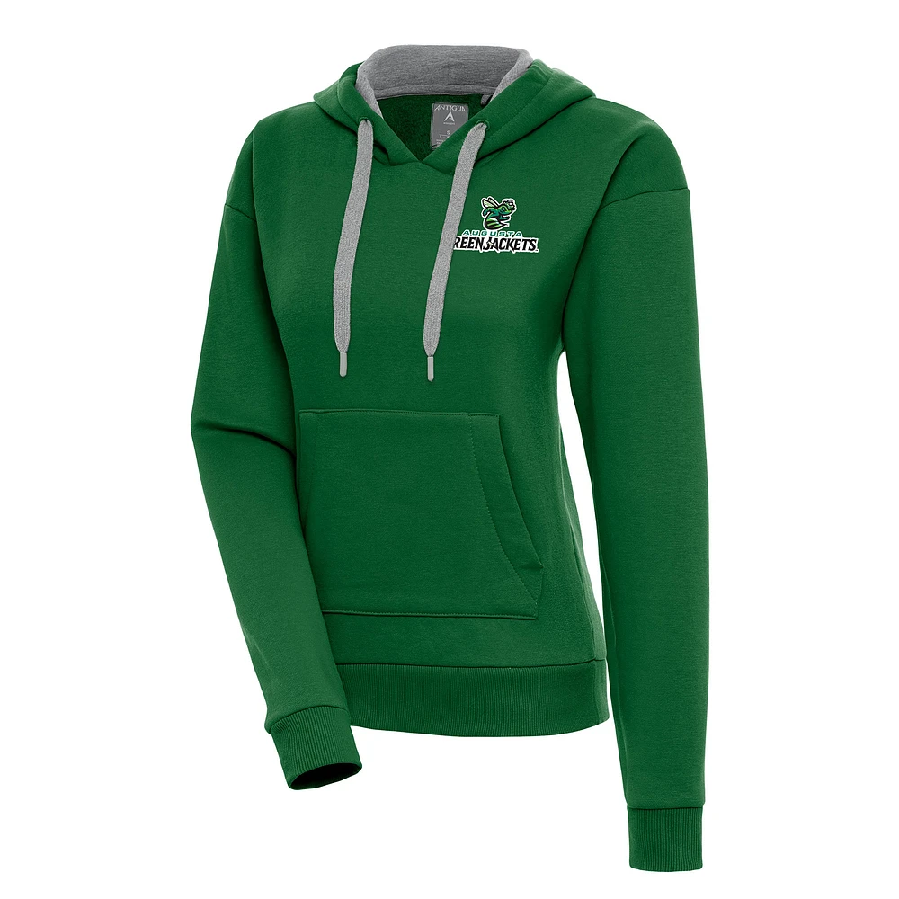 Women's Antigua Hunter Green Augusta GreenJackets Victory Pullover Hoodie