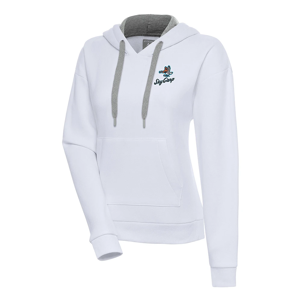 Women's Antigua White Beloit Sky Carp Victory Pullover Hoodie