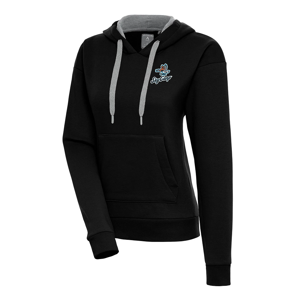 Women's Antigua Black Beloit Sky Carp Victory Pullover Hoodie