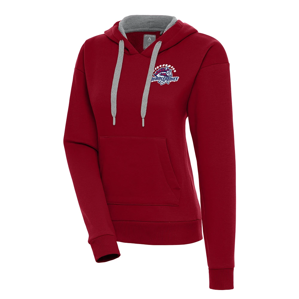 Women's Antigua Cardinal Binghamton Rumble Ponies Victory Pullover Hoodie