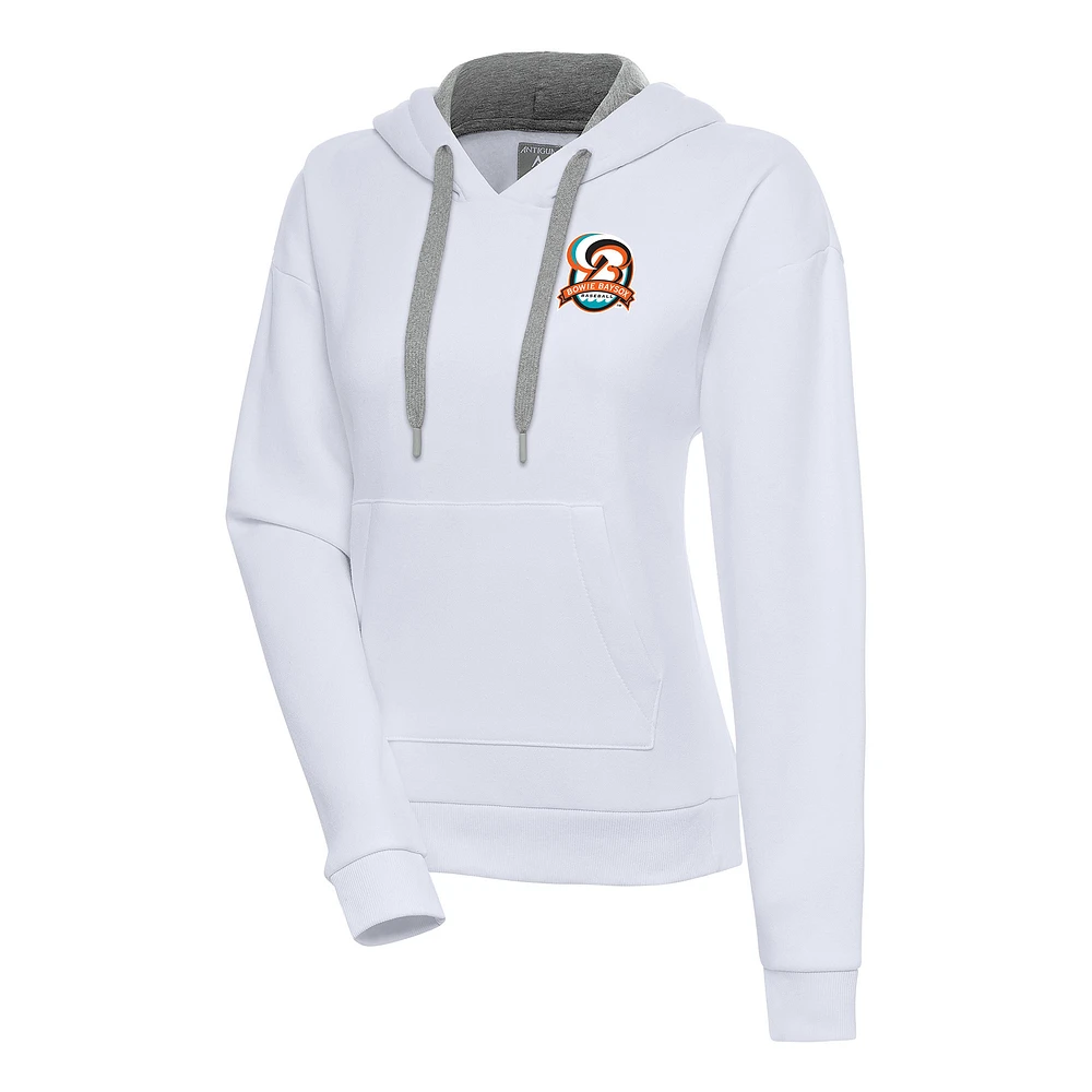 Women's Antigua White Bowie Baysox Victory Pullover Hoodie