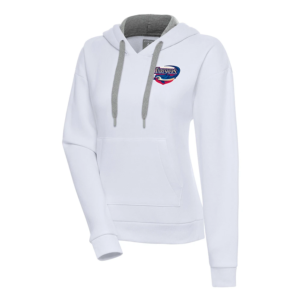 Women's Antigua White Clearwater Threshers Victory Pullover Hoodie