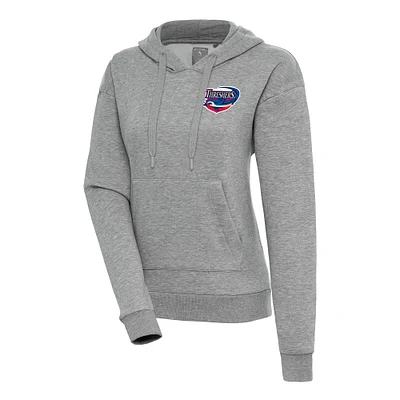 Women's Antigua Heather Gray Clearwater Threshers Victory Pullover Hoodie