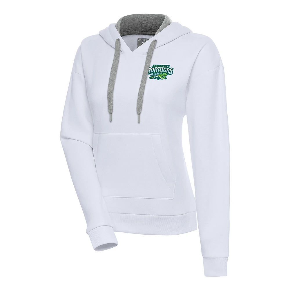 Women's Antigua White Daytona Tortugas Victory Pullover Hoodie