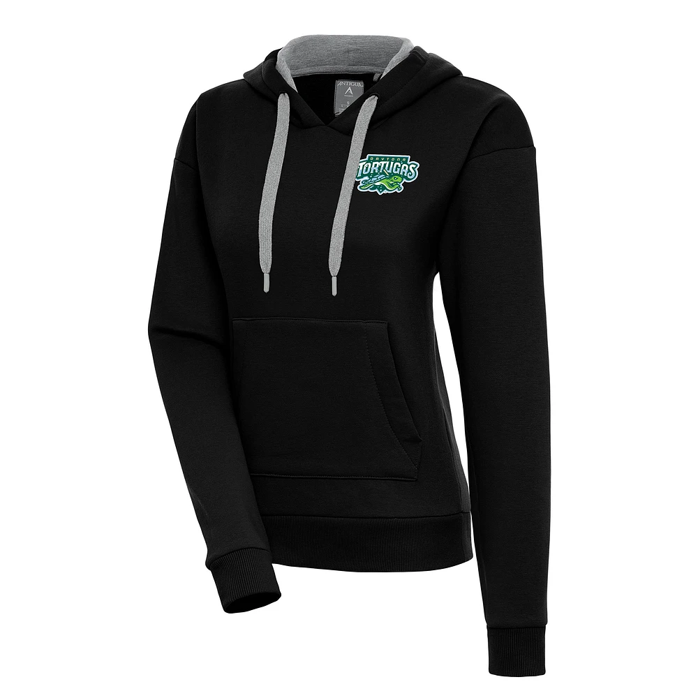 Women's Antigua Black Daytona Tortugas Victory Pullover Hoodie
