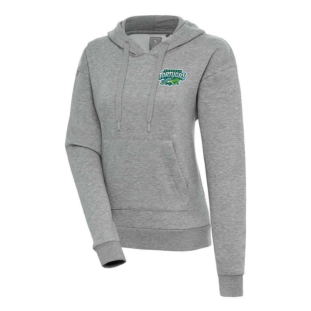 Women's Antigua Heather Gray Daytona Tortugas Victory Pullover Hoodie