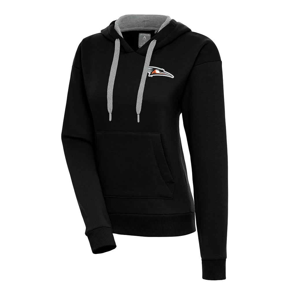 Women's Antigua Black Delmarva Shorebirds Victory Pullover Hoodie