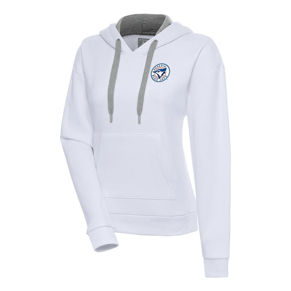 Women's Antigua White Dunedin Blue Jays Victory Pullover Hoodie