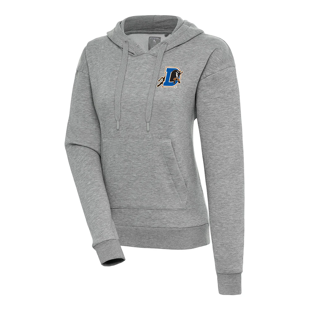 Women's Antigua Heather Gray Durham Bulls Victory Pullover Hoodie