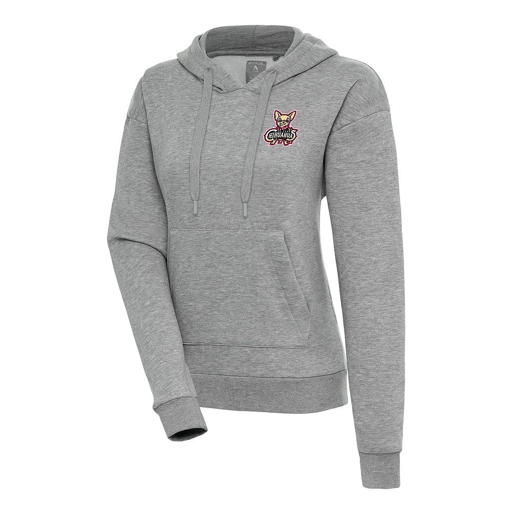 Women's Antigua Heather Gray El Paso Chihuahuas Victory Pullover Hoodie