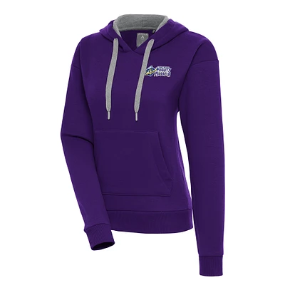 Women's Antigua Purple Fort Myers Mighty Mussels Victory Pullover Hoodie