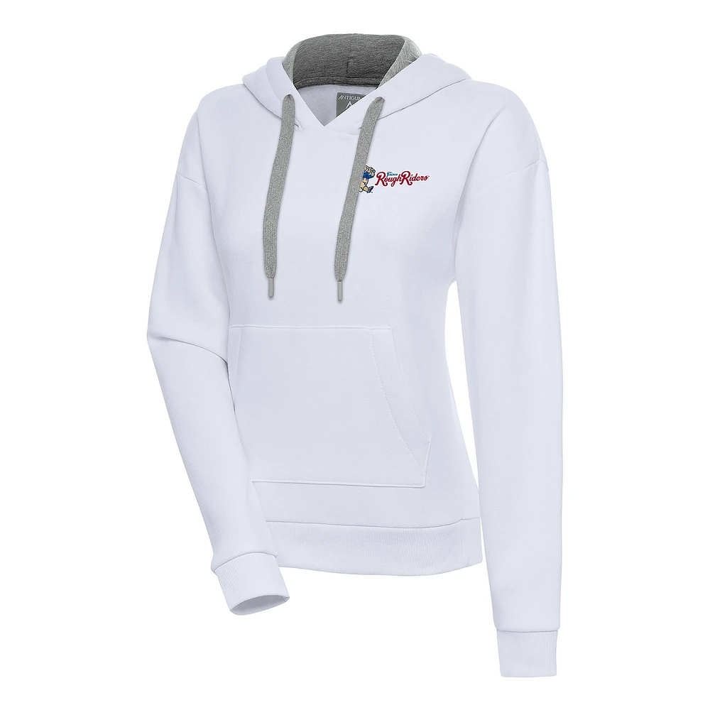Women's Antigua White Frisco RoughRiders Victory Pullover Hoodie
