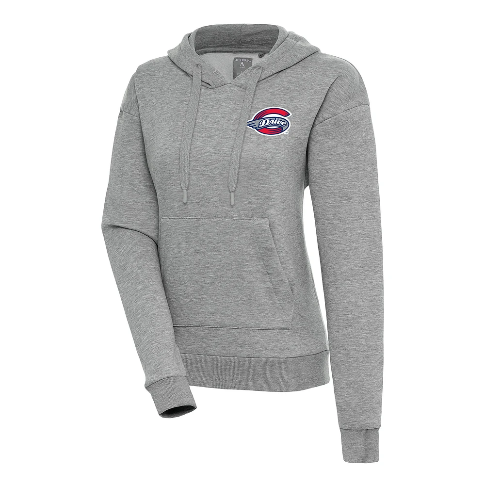 Women's Antigua Heather Gray Greenville Drive Victory Pullover Hoodie