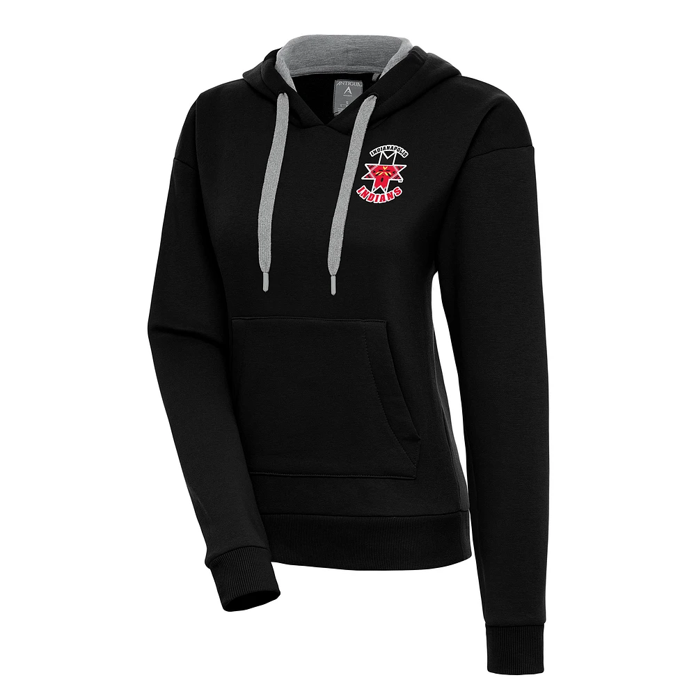 Women's Antigua Black Indianapolis Indians Victory Pullover Hoodie