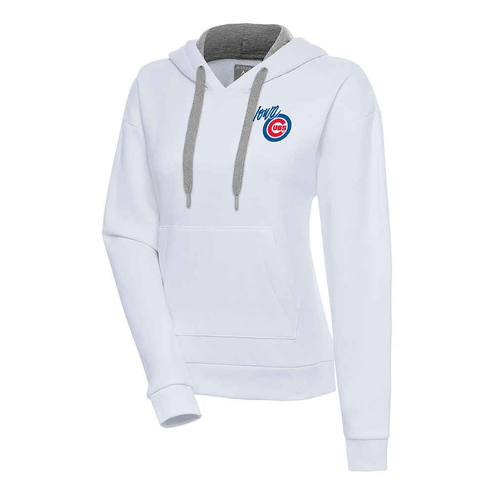 Women's Antigua White Iowa Cubs Victory Pullover Hoodie