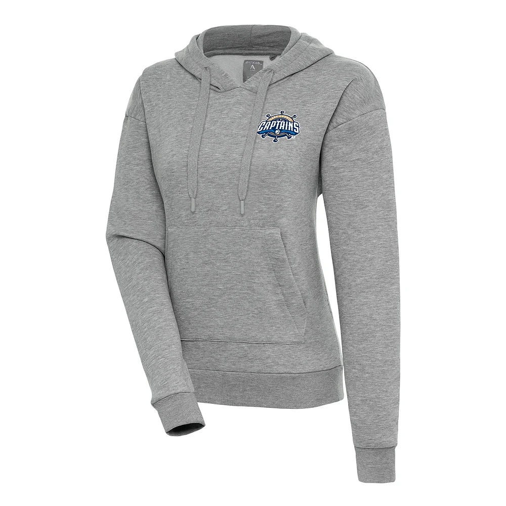 Women's Antigua Heather Gray Lake County Captains Victory Pullover Hoodie