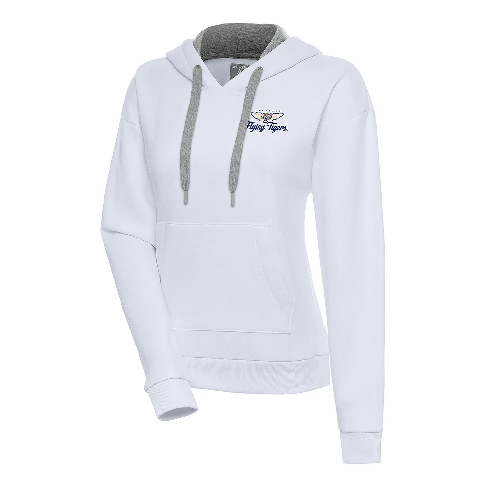 Women's Antigua White Lakeland Flying Tigers Victory Pullover Hoodie