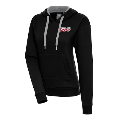 Women's Antigua Black Lansing Lugnuts Victory Pullover Hoodie