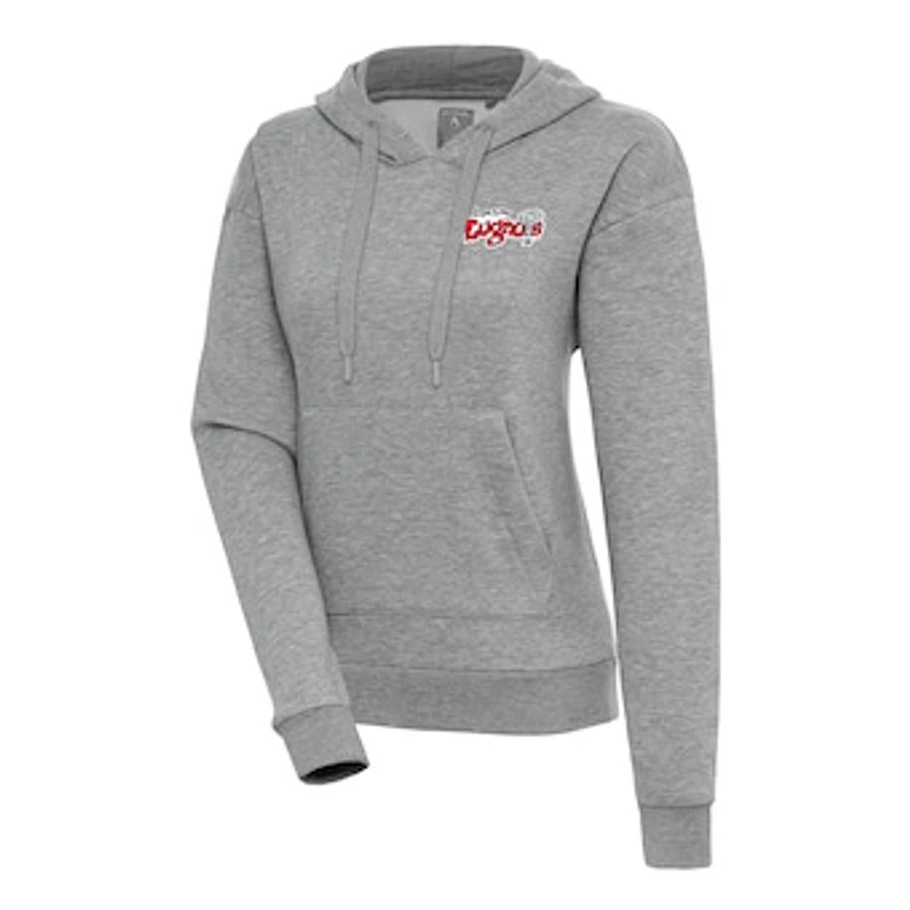 Women's Antigua Heather Gray Lansing Lugnuts Victory Pullover Hoodie