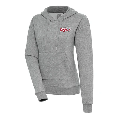 Women's Antigua Heather Gray Lansing Lugnuts Victory Pullover Hoodie