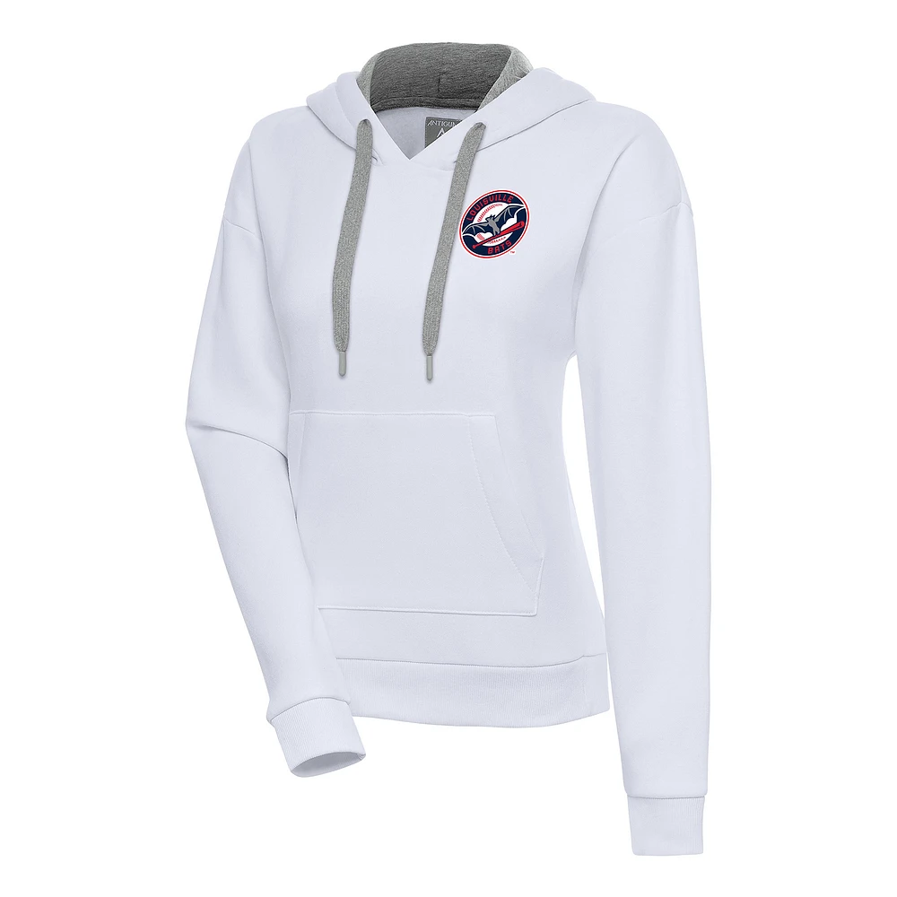 Women's Antigua White Louisville Bats Victory Pullover Hoodie