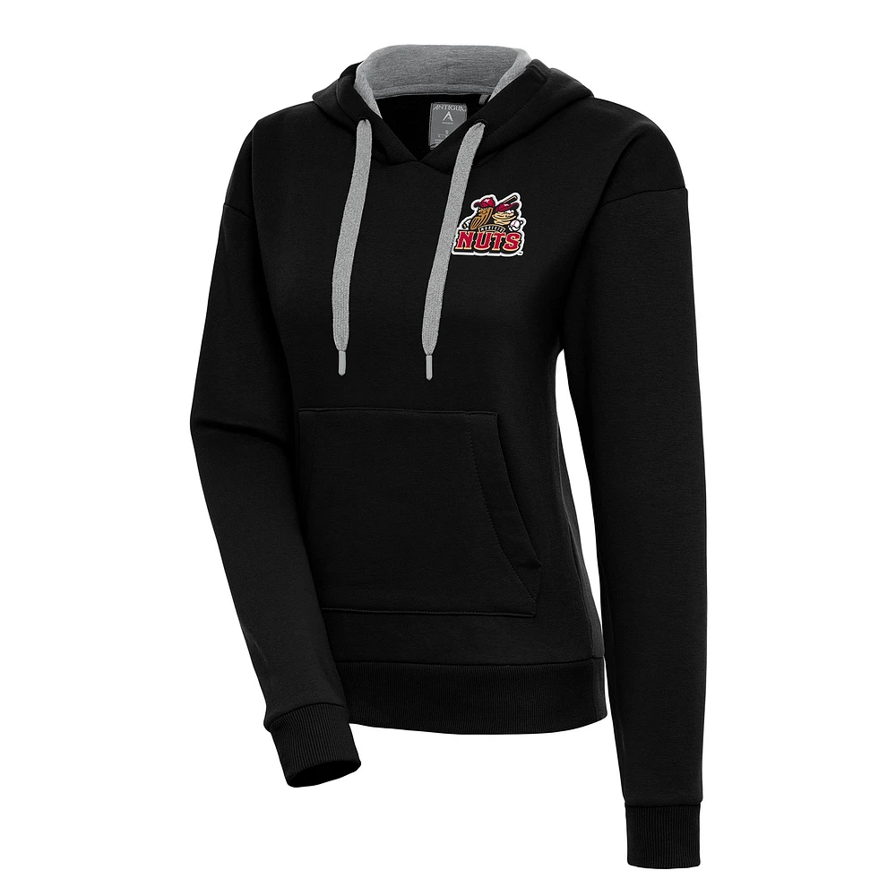 Women's Antigua Black Modesto Nuts Victory Pullover Hoodie