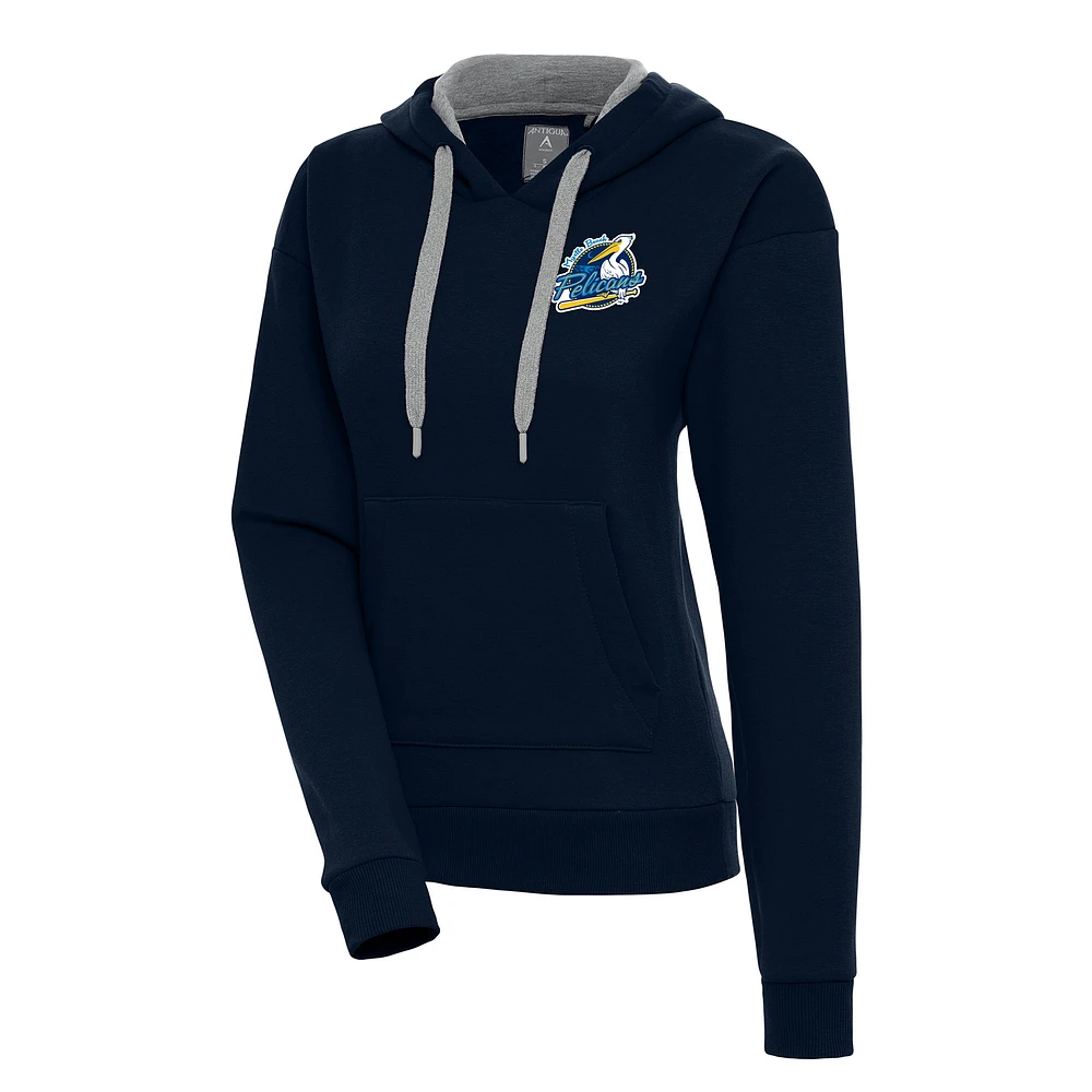 Women's Antigua Navy Myrtle Beach Pelicans Victory Pullover Hoodie