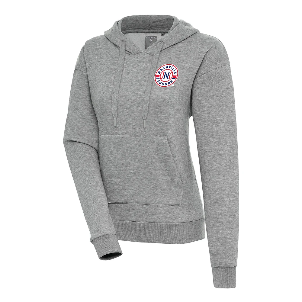 Women's Antigua Heather Gray Nashville Sounds Victory Pullover Hoodie