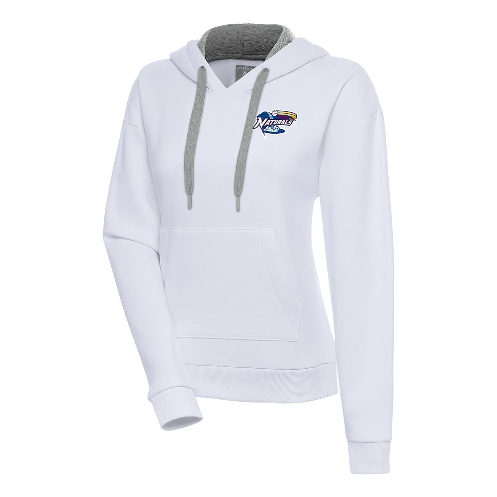 Women's Antigua White Northwest Arkansas Naturals Victory Pullover Hoodie