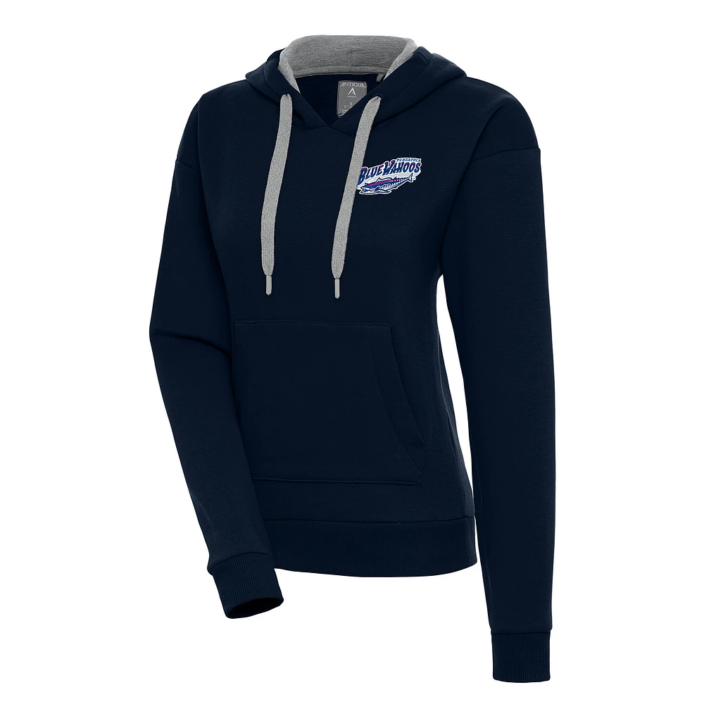 Women's Antigua Navy Pensacola Blue Wahoos Victory Pullover Hoodie