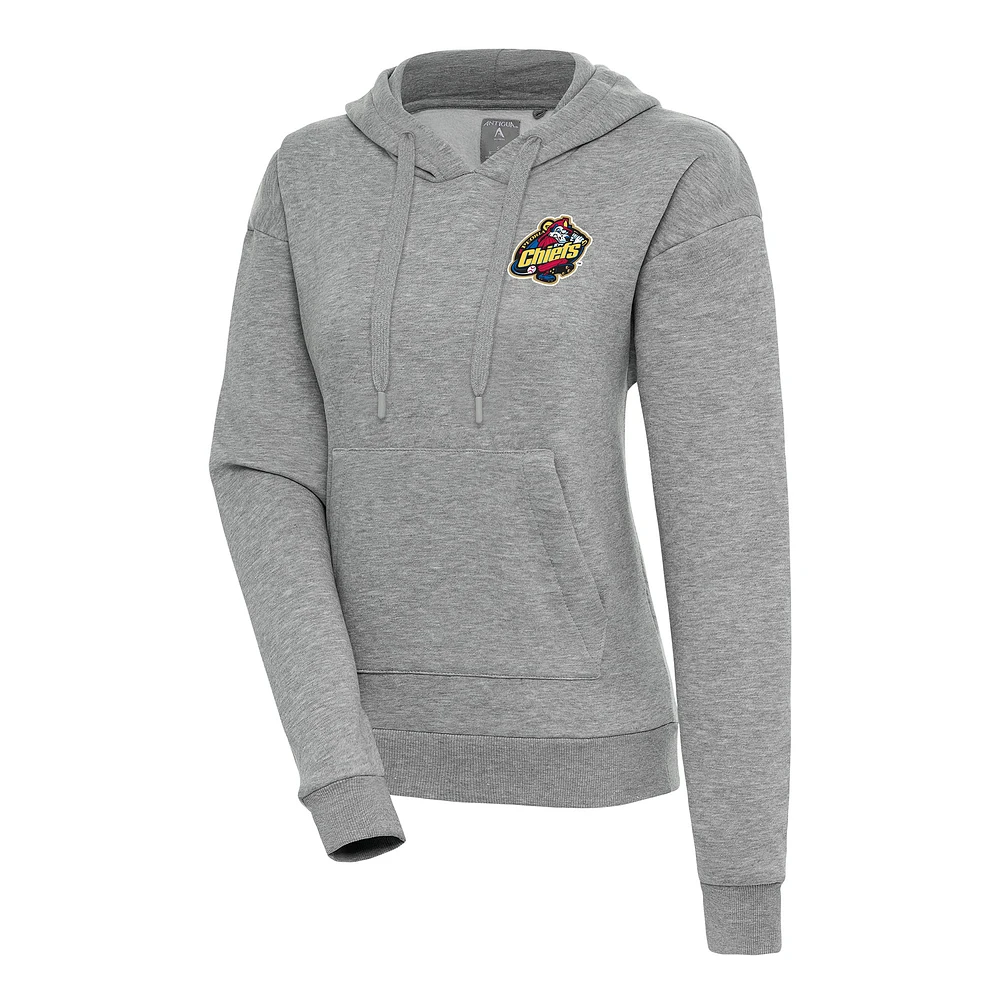 Women's Antigua Heather Gray Peoria Chiefs Victory Pullover Hoodie