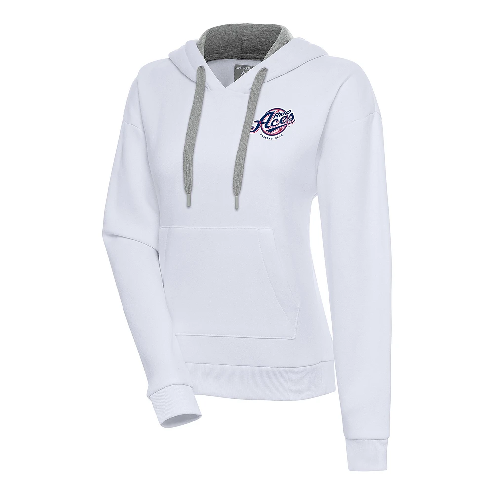 Women's Antigua White Reno Aces Victory Pullover Hoodie