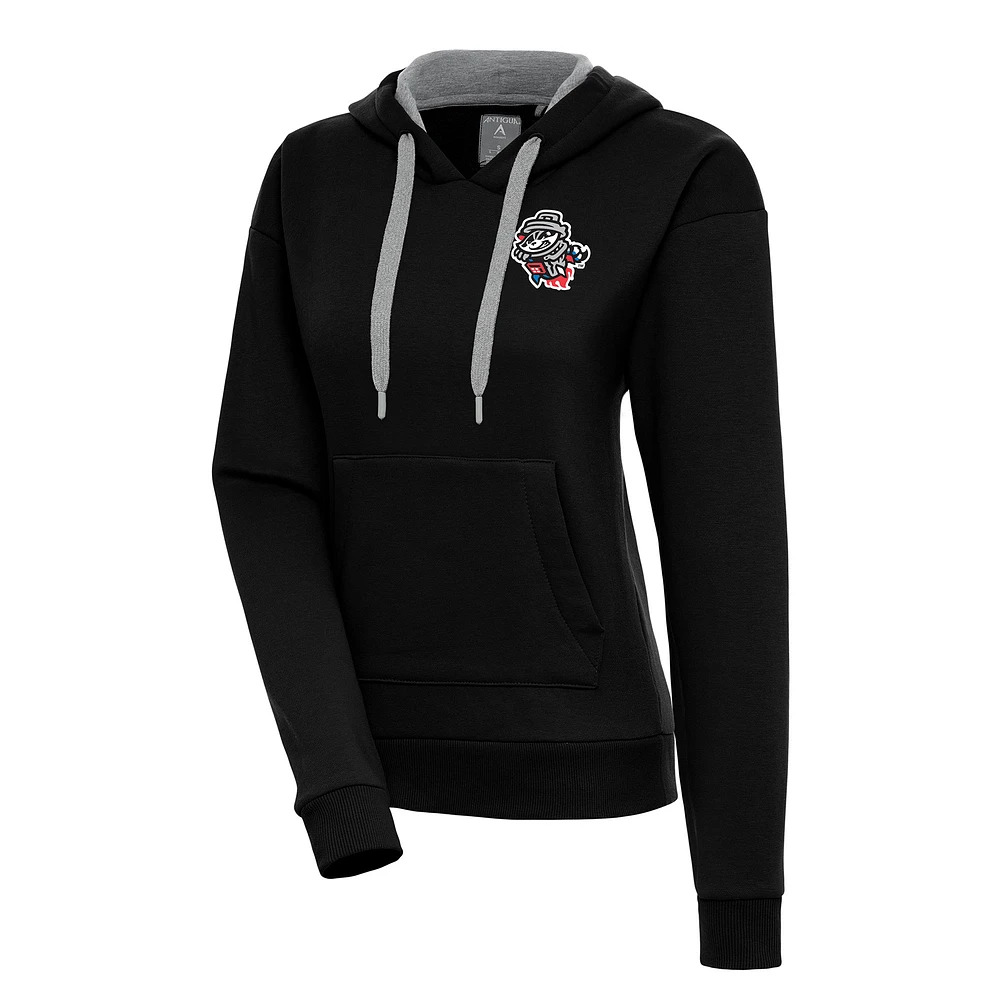Women's Antigua Black Rocket City Trash Pandas Victory Pullover Hoodie