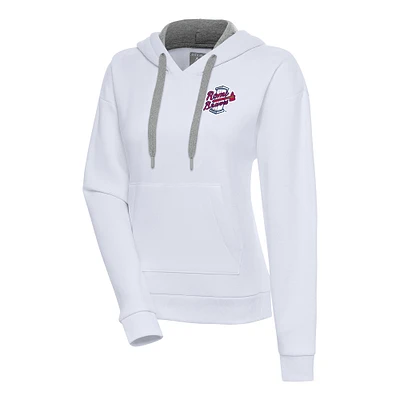 Women's Antigua White Rome Braves Victory Pullover Hoodie