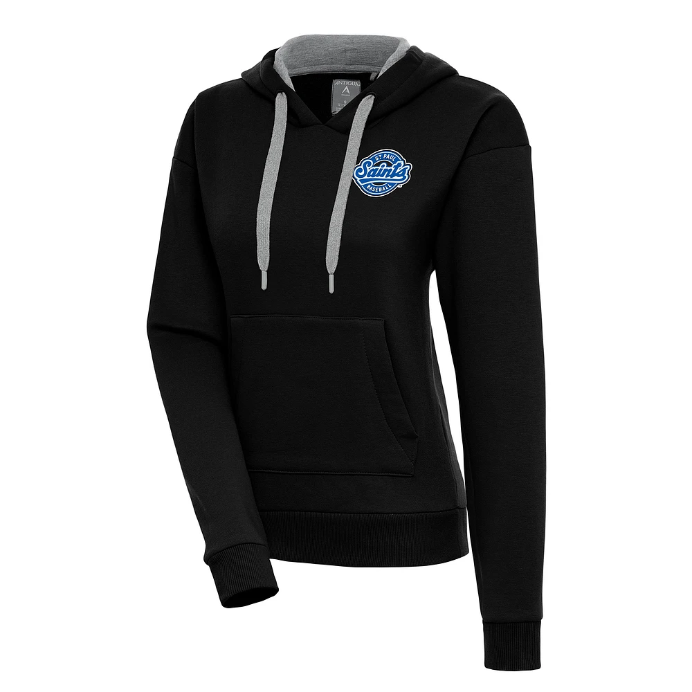 Women's Antigua Black St. Paul Saints Victory Pullover Hoodie
