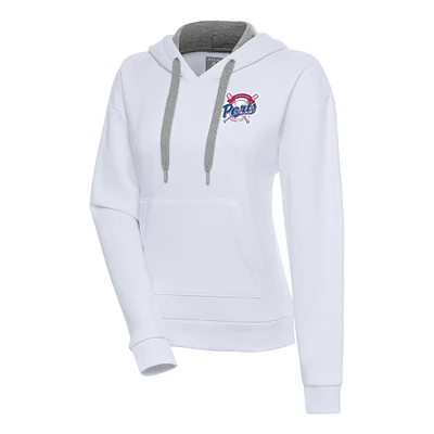 Women's Antigua  White Stockton Ports Victory Pullover Hoodie