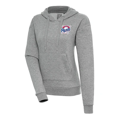 Women's Antigua Heather Gray Stockton Ports Victory Pullover Hoodie