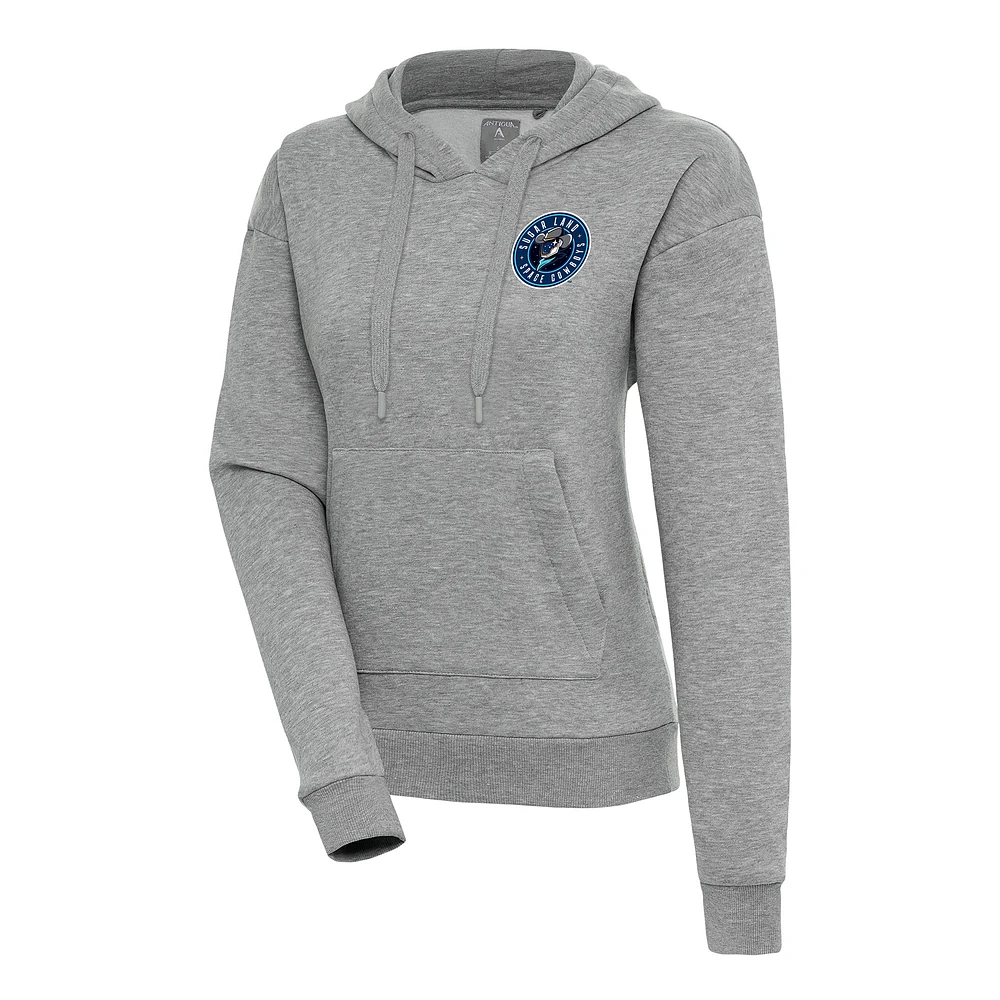 Women's Antigua Heather Gray Sugar Land Space Cowboys Victory Pullover Hoodie